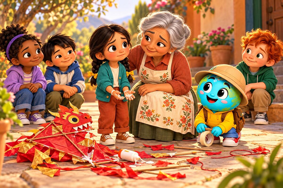 La Abuela Rosa limpia las manos de Luna junto a sus amigos